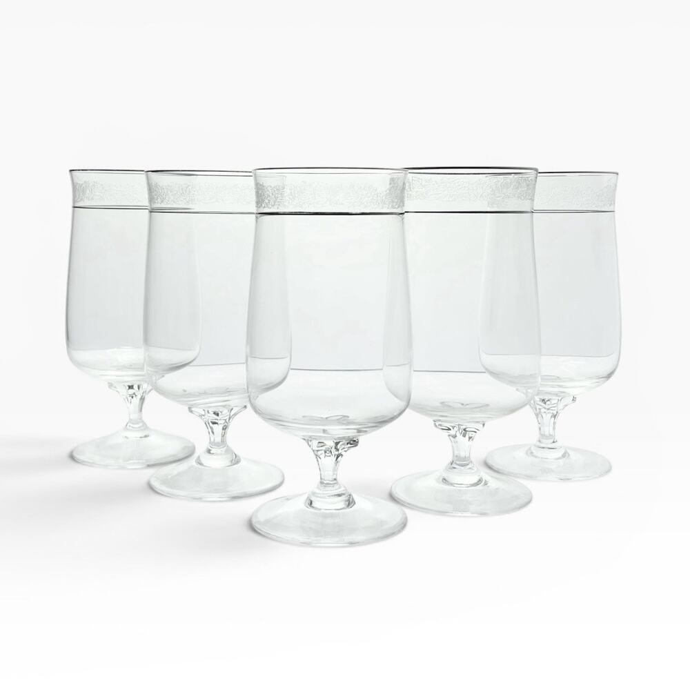Lenox “Moonspun” Set of 5 Iced Tea Glasses 6 3/8” 15oz Signed